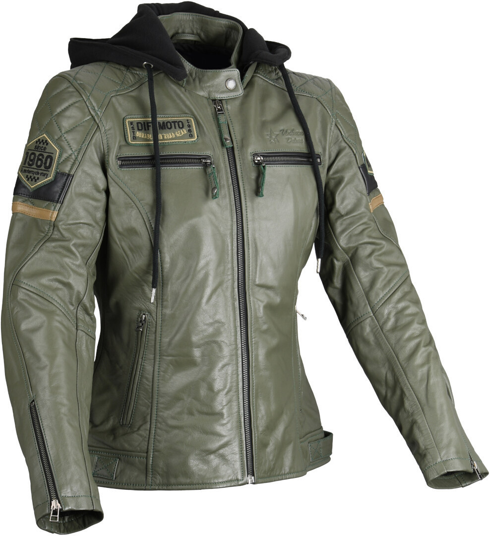 DIFI Jolene 2 Jachetă de piele pentru motociclete pentru doamne verde/negru S Figura 1