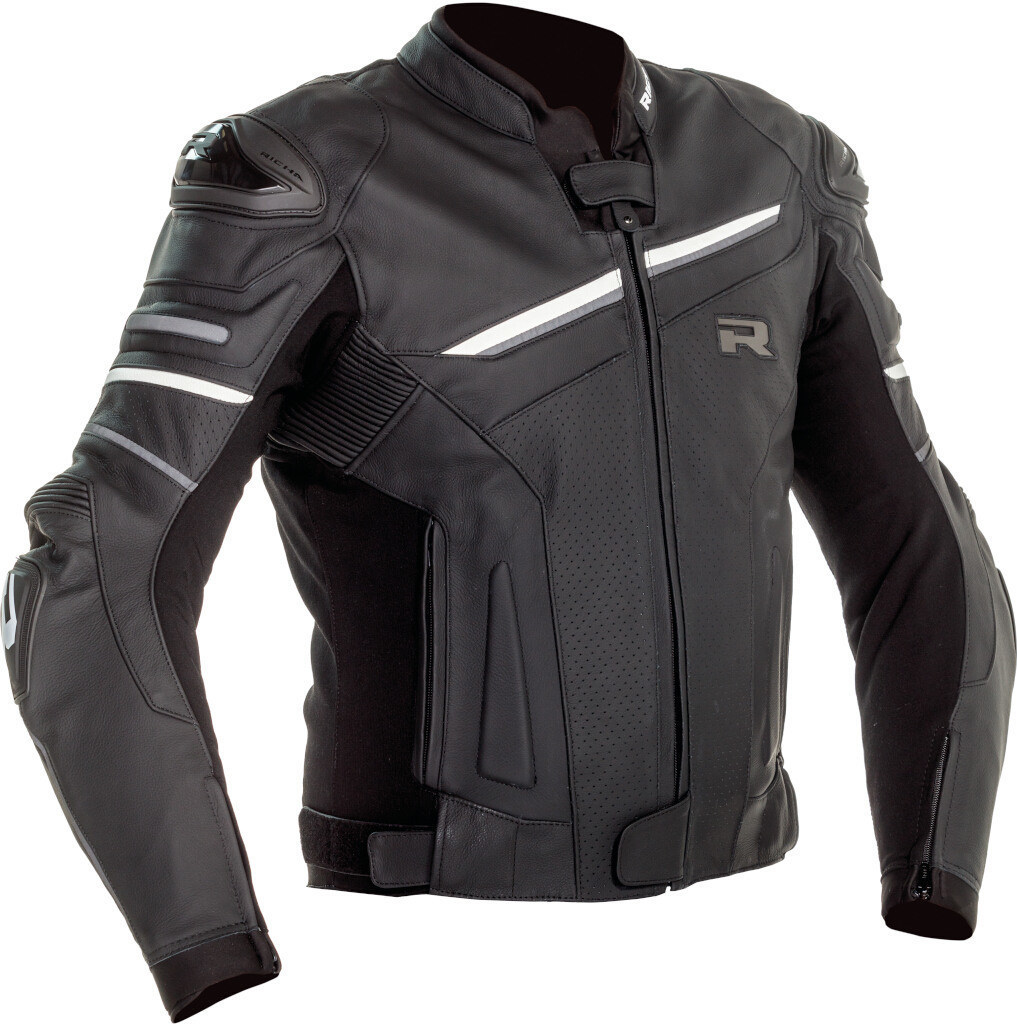 Richa Mugello 2 perforated Motorcycle Leather Jacket black/white Long 60 Figure 1