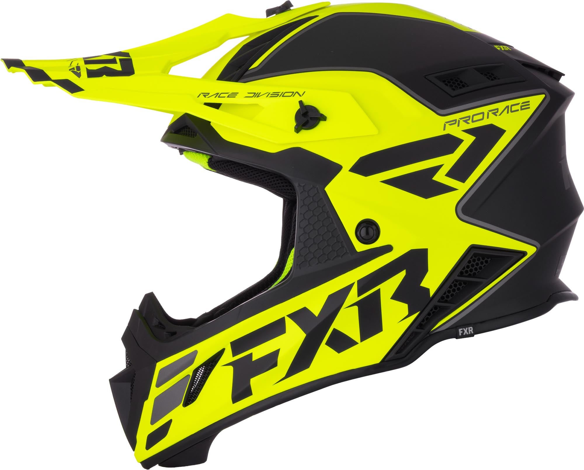 Side view of FXR Helium Logo Carbon Motocross Helmet