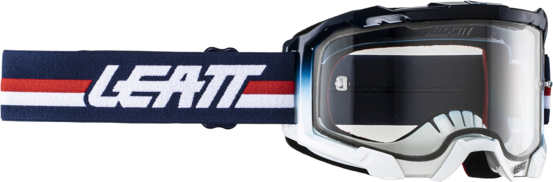 Leatt Velocity 4.5 Stripes 2024 Ochelari de motocross Albastru/Alb/Roșu Figura 1
