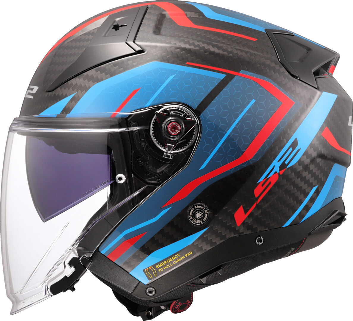 LS2 OF603 Infinity II Carbon Urus Jet Helmet carbon/blue/red L (59/60) Figure 2