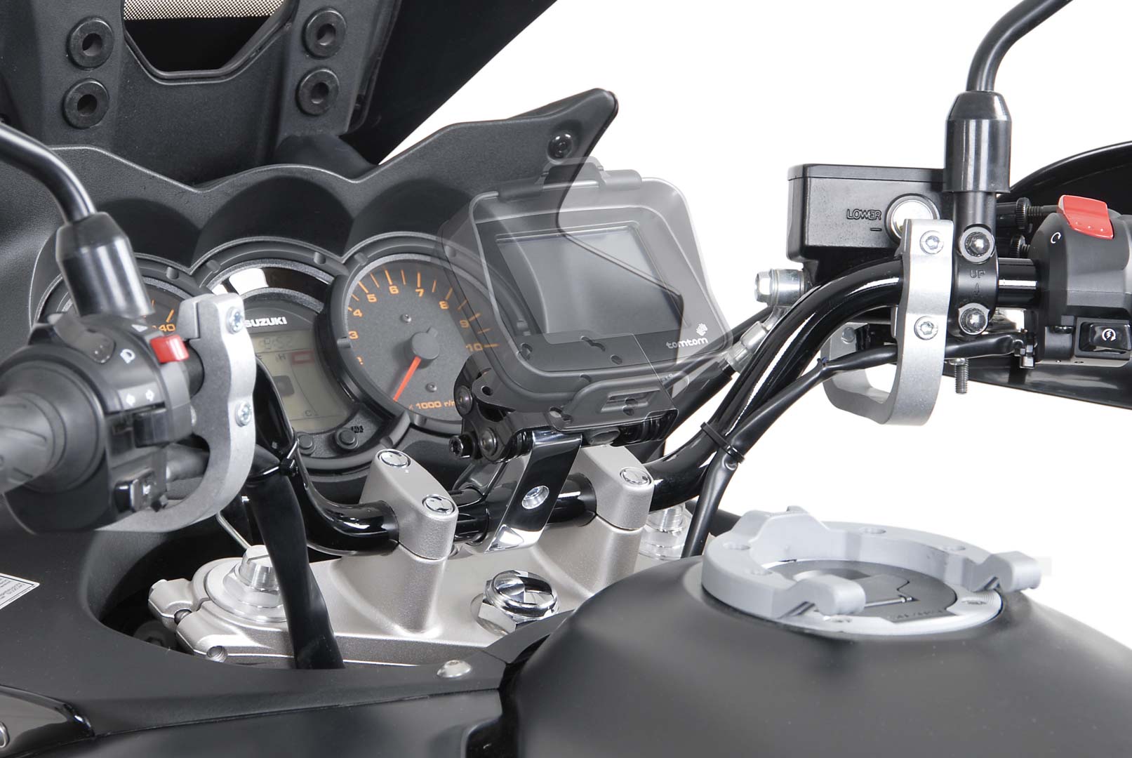 SW-Motech GPS montera med styre klämma - För Ø 28 mm styre. Vibrationsdämpande. Silver. Figur 2