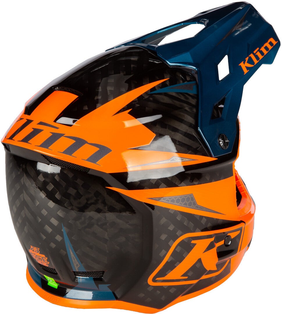 Klim F3 Carbon Pro Casco Motocross Arancione/blu S (54/55) Figura 8