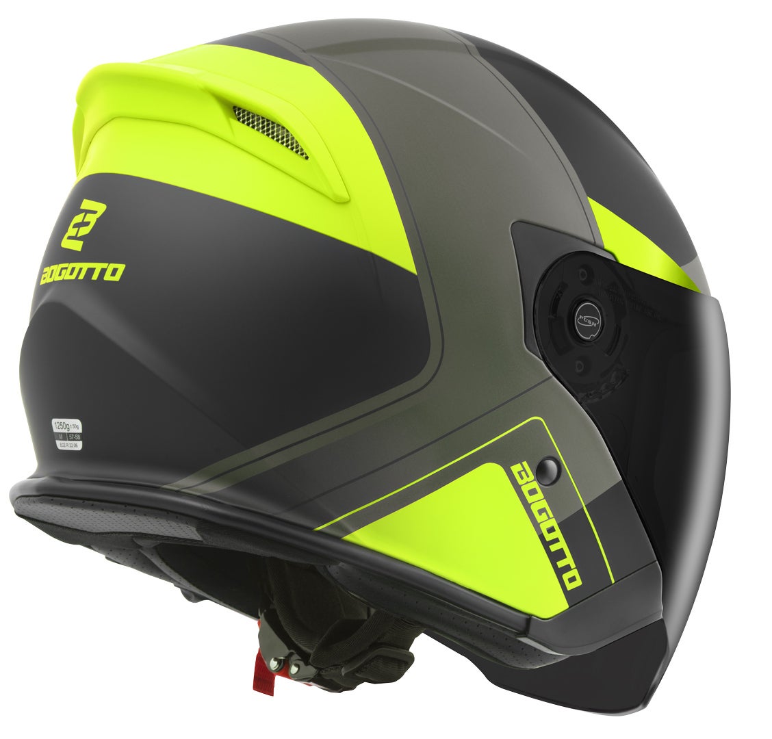 Bogotto H586 City-B Cască cu reacție Negru mat/verde/galben S Figura 6