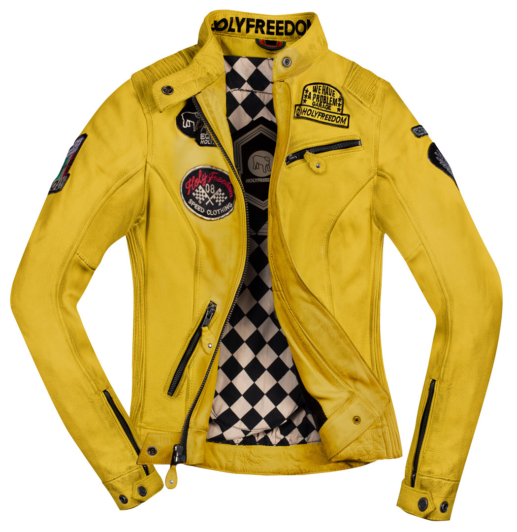 HolyFreedom Zero Dames Motorfiets Lederen Jas Geel S Figuur 3