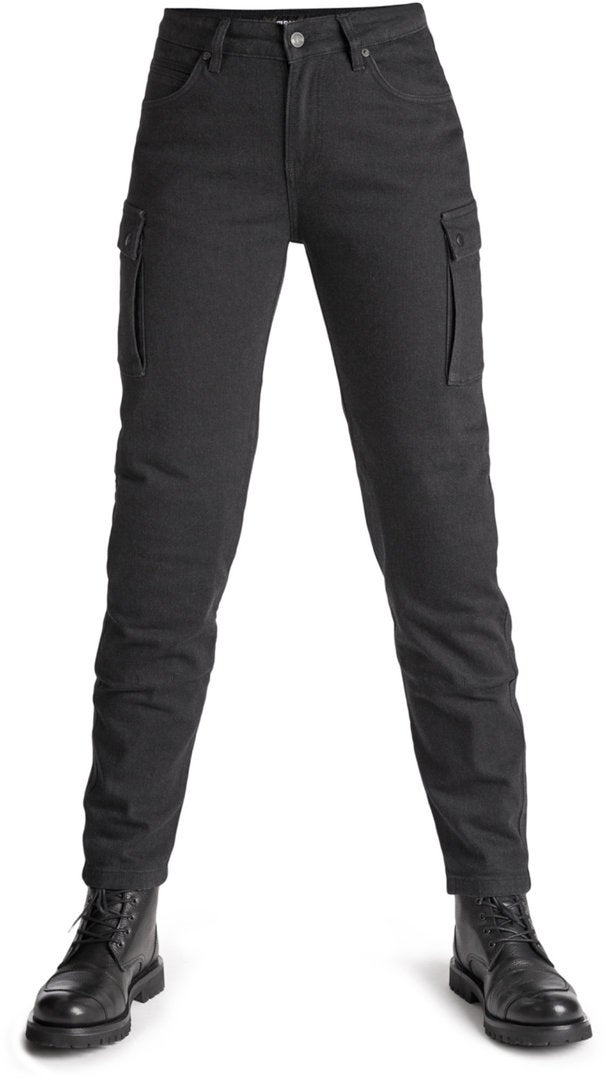 Pando Moto Mila Cargo Dame Motorcykel Jeans Sort 30/30 Figur 1