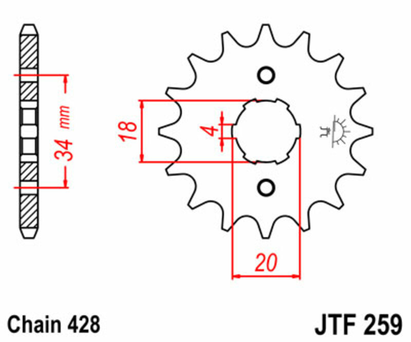 PIGNONS JT Pignon acier standard 259 - 428 Figure 3