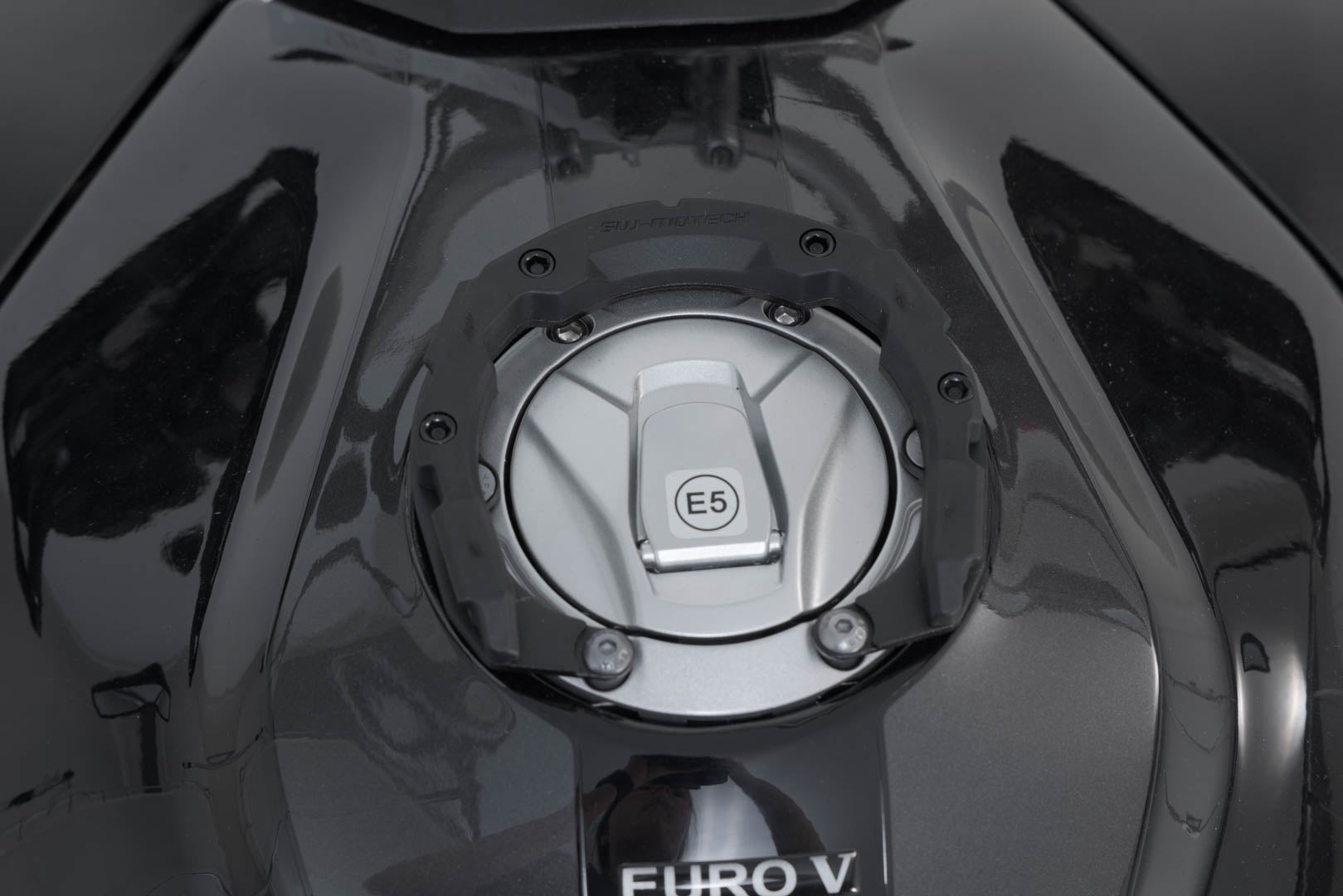 Side view of SW-Motech PRO tank ring - Black. Voge 500R, 650 DS/X, R625.