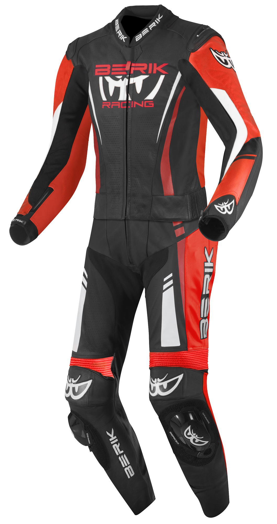 Berik Absolute GP2 Two Piece Motorcycle Leather Suit black/neon-red/white 58 Figure 1