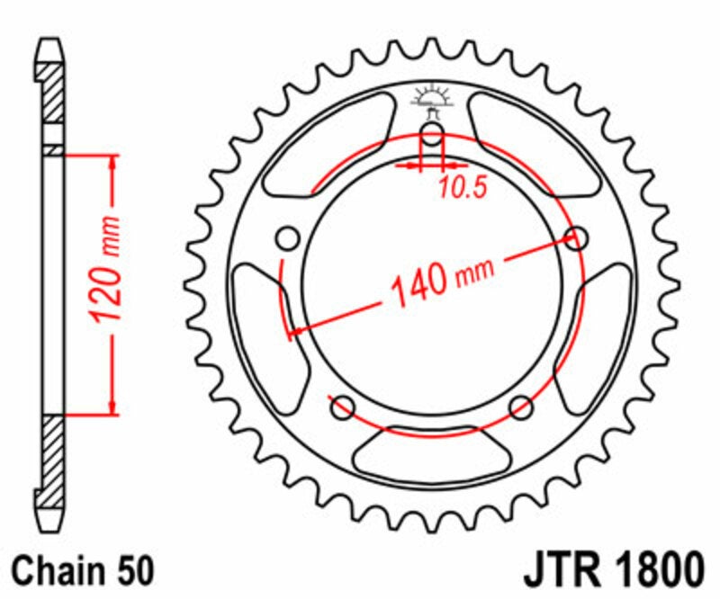 JT SPROCKETS Couronne acier standard 1800
