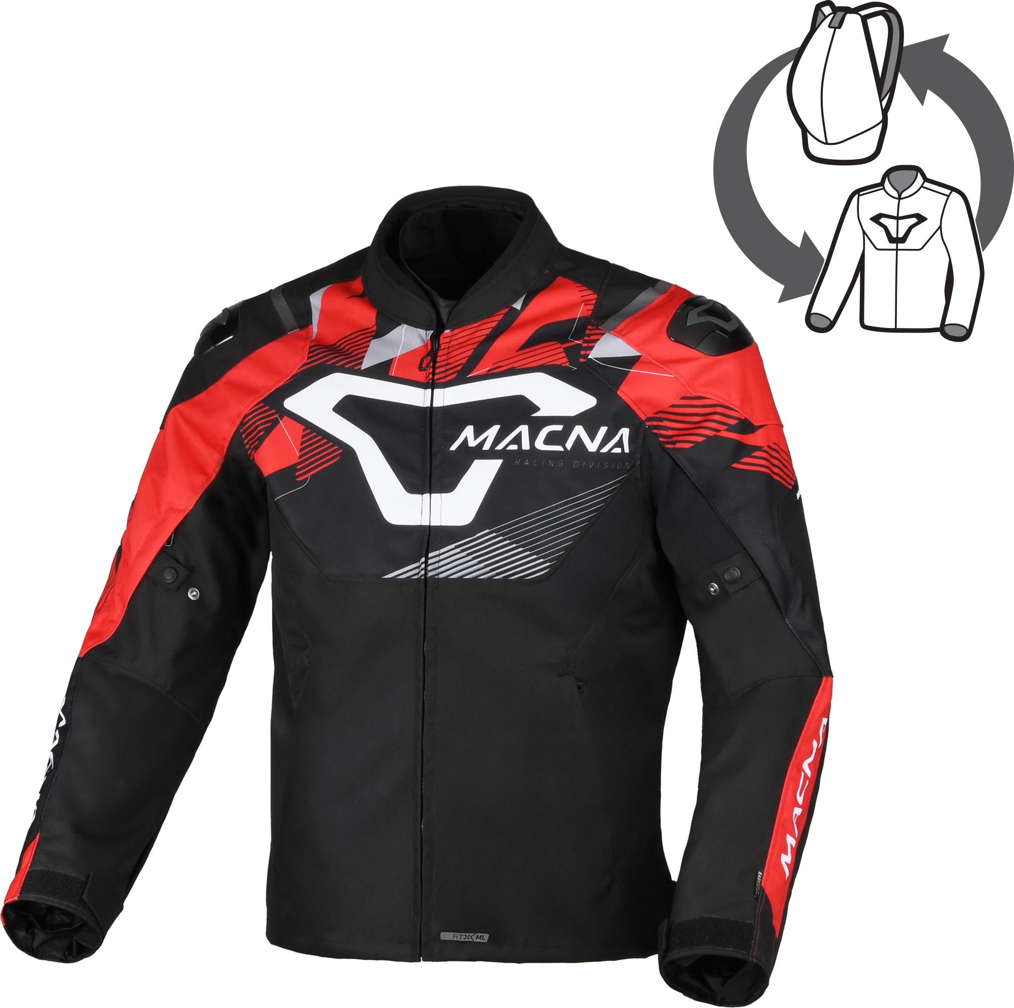 Macna Admyre wasserdichte Motorrad Textiljacke schwarz/weiß/rot 3XL Abbildung 3