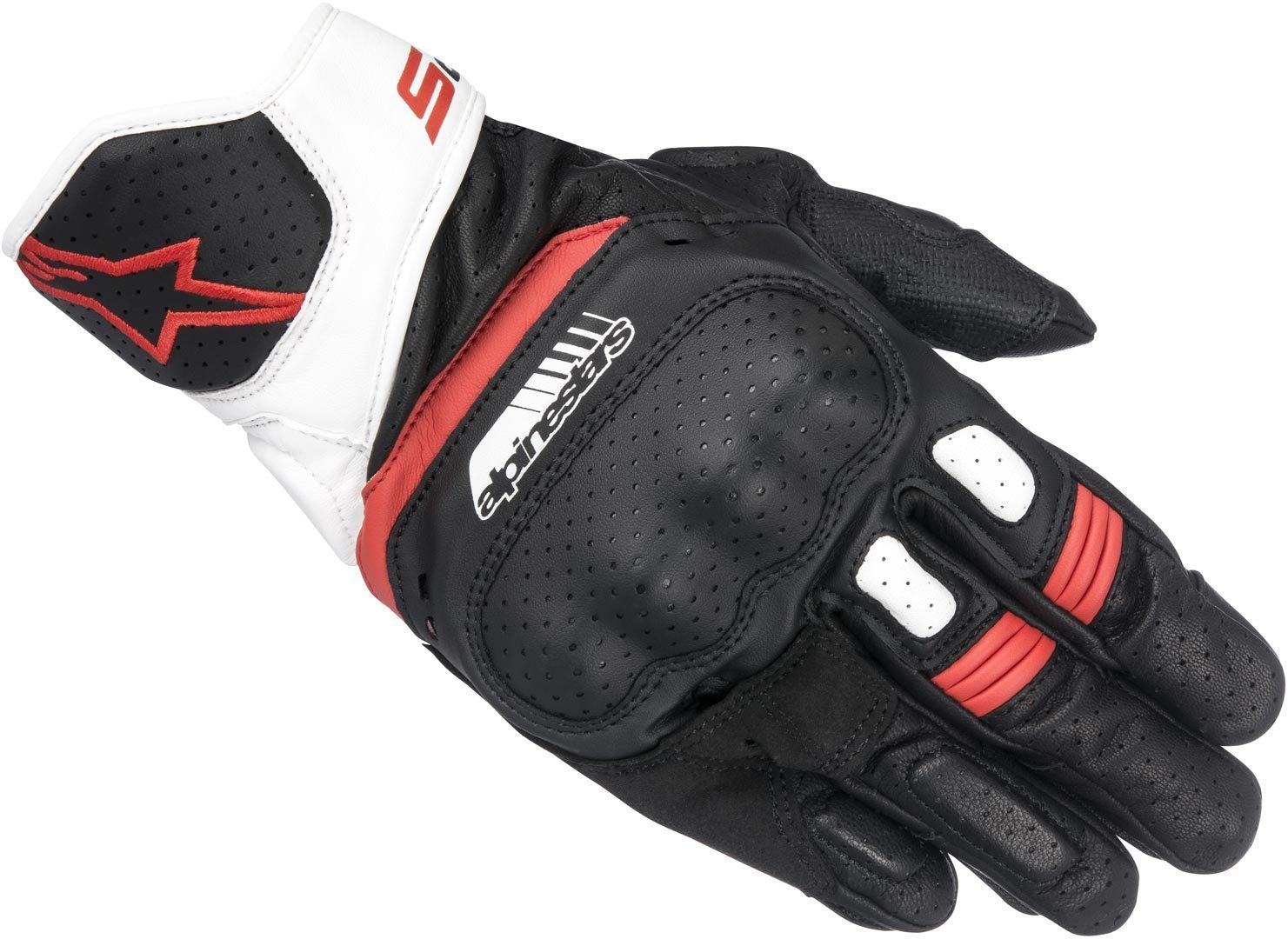Alpinestars SP-5 perforerede motorcykelhandsker sort/hvid/rød M Figur 1