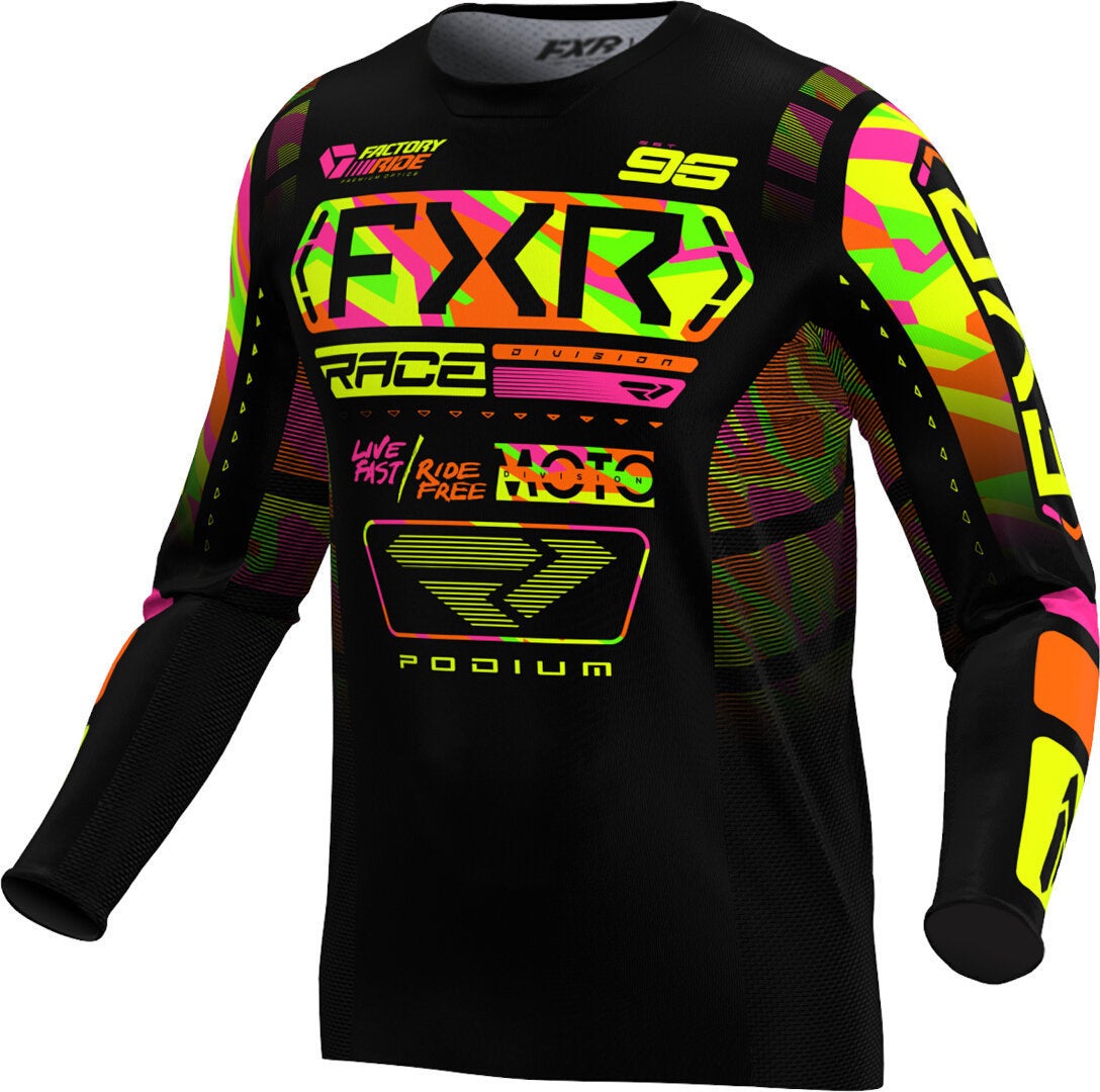 FXR Podium 2025 Motocross trøje sort/gul/grøn S Figur 1