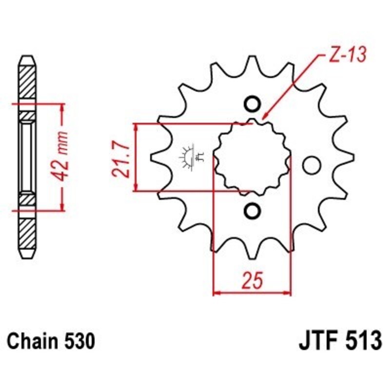 JT-DRIVHJUL Stål ljudfritt framdrev 513 - 530 Figur 1