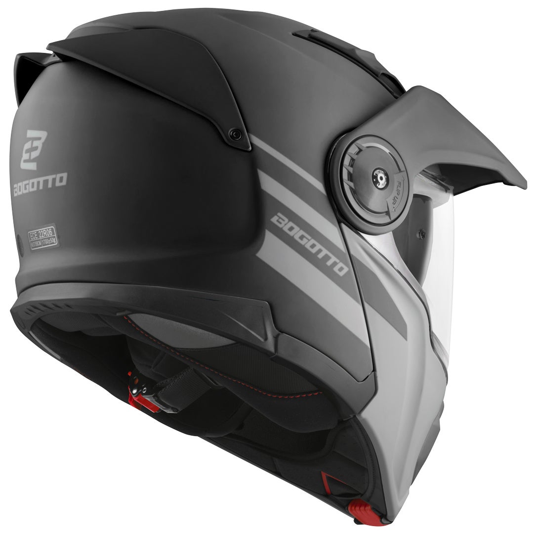 Side view of Bogotto FG-102 Duo Fiberglass Enduro Flip-Up Helmet