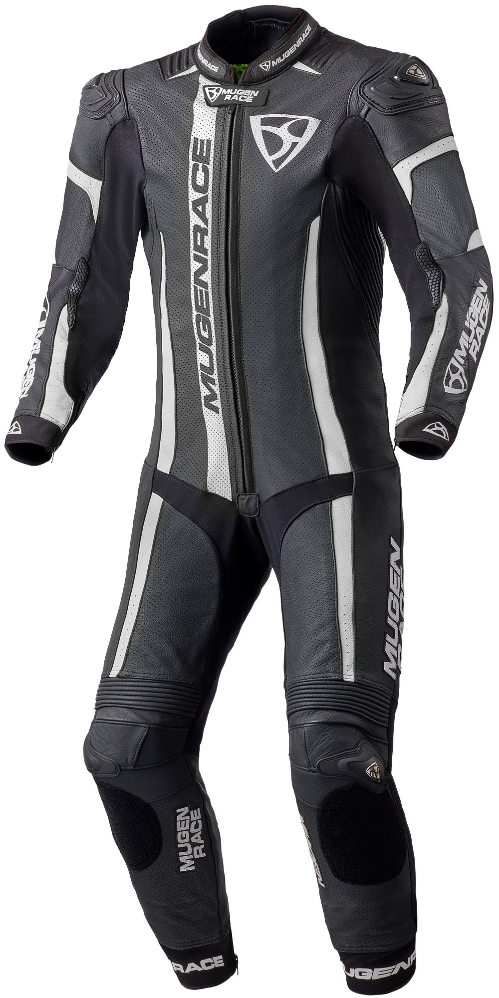 MUGENRACE Assassino perforated Kids 1-Piece Motorcycle Leather Suit black/white 164 Figure 1