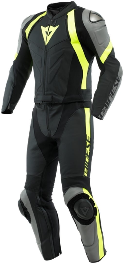 Dainese Avro 4 2-delt motorcykel læderdragt sort/grå/gul 64 Figur 1