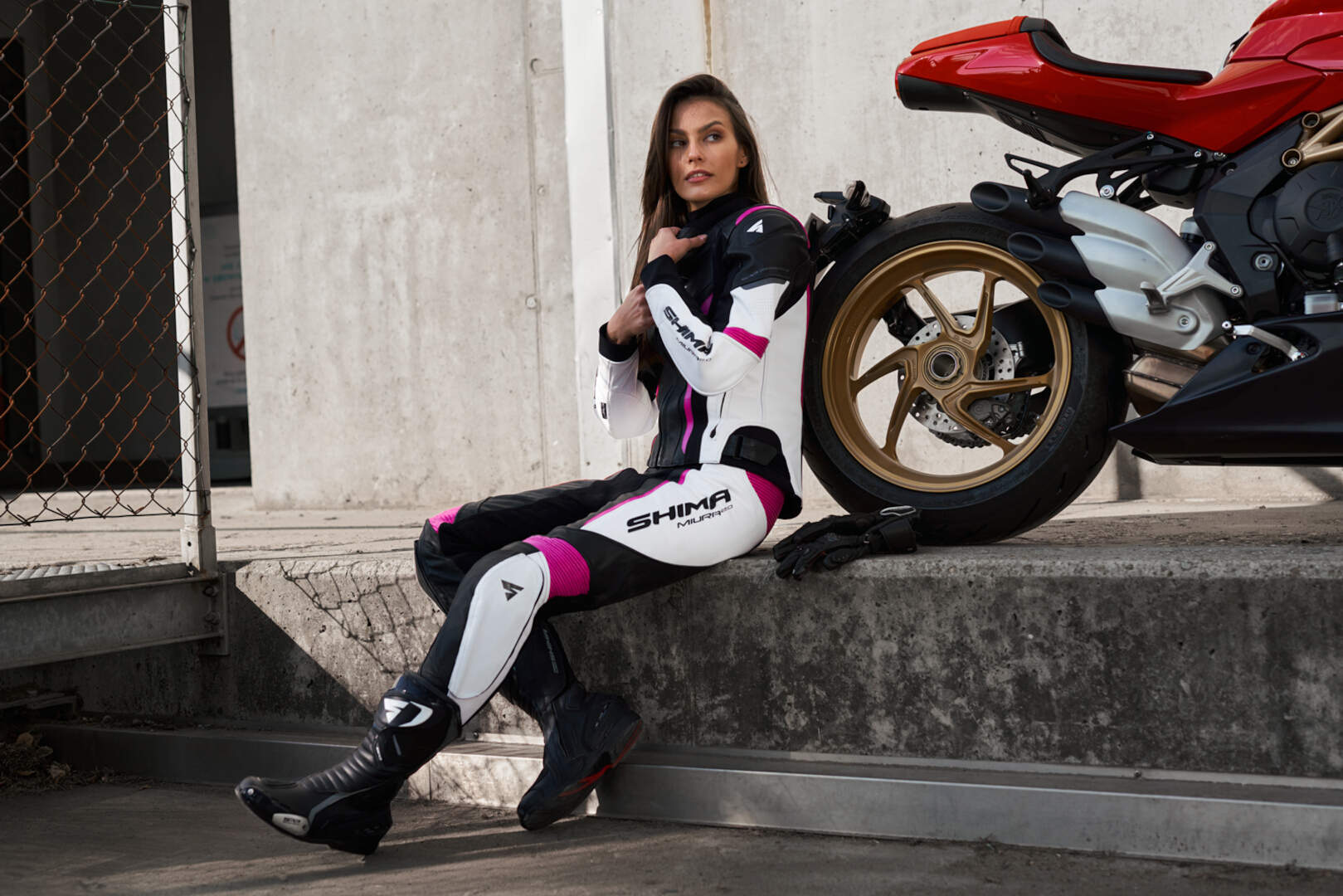 SHIMA Miura 2.0 Ladies Motorcycle Leather Jacket black/white/pink 40 Figure 4