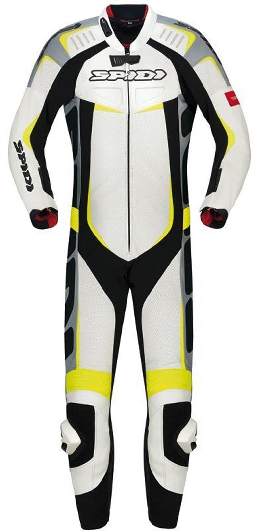 Spidi Track Wind Pro One Piece Motorcycle Leather Suit white/black/yellow 54 Figure 1