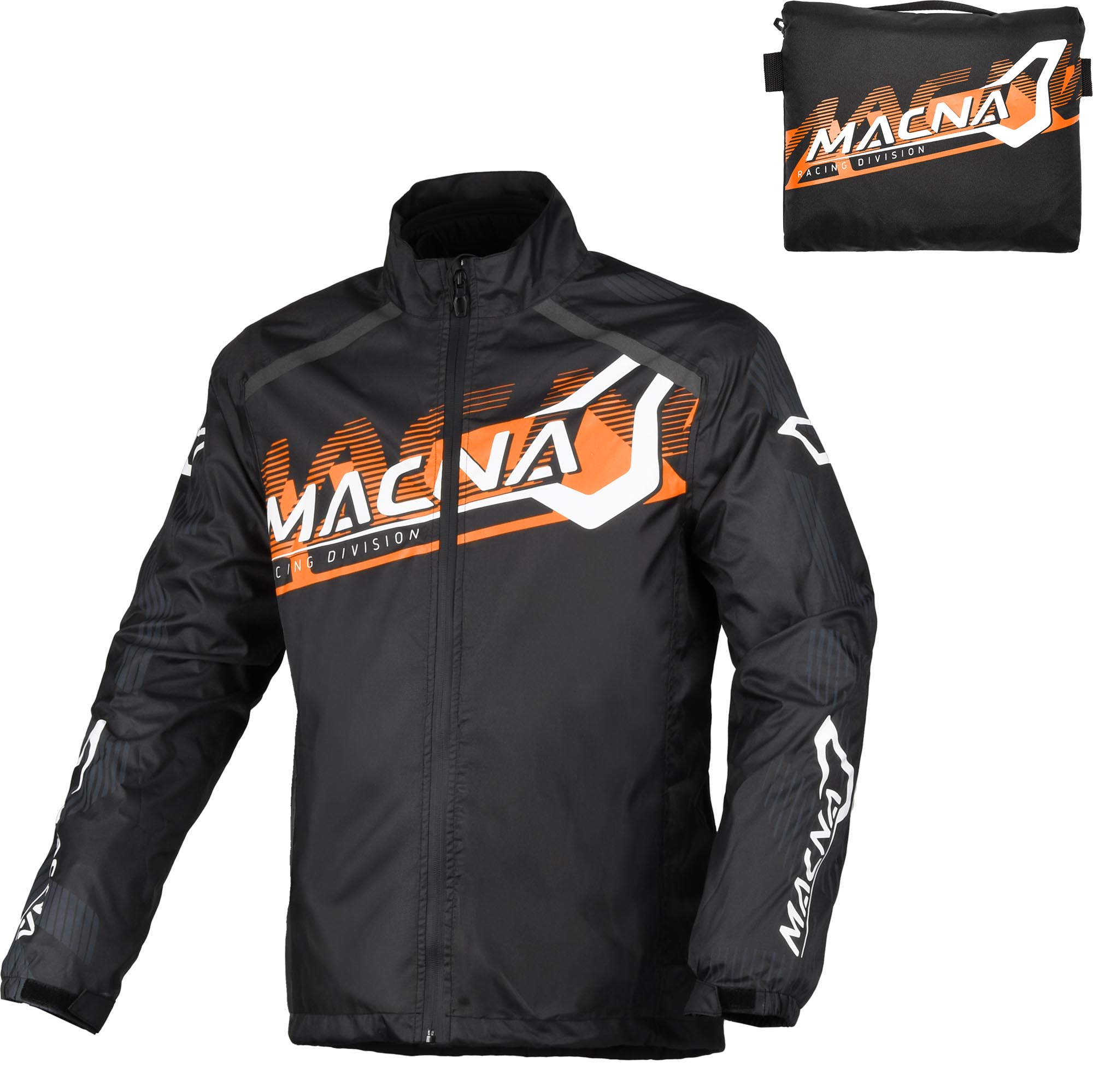 Macna Men's Black/White/Orange Rainossi Motorcycle Rainjacket