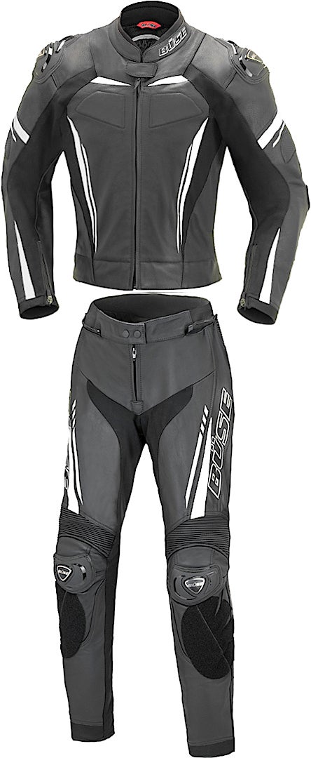 Büse Imola Duas senhoras de peça da motocicleta terno de couro preto/branco 34 Figura 1