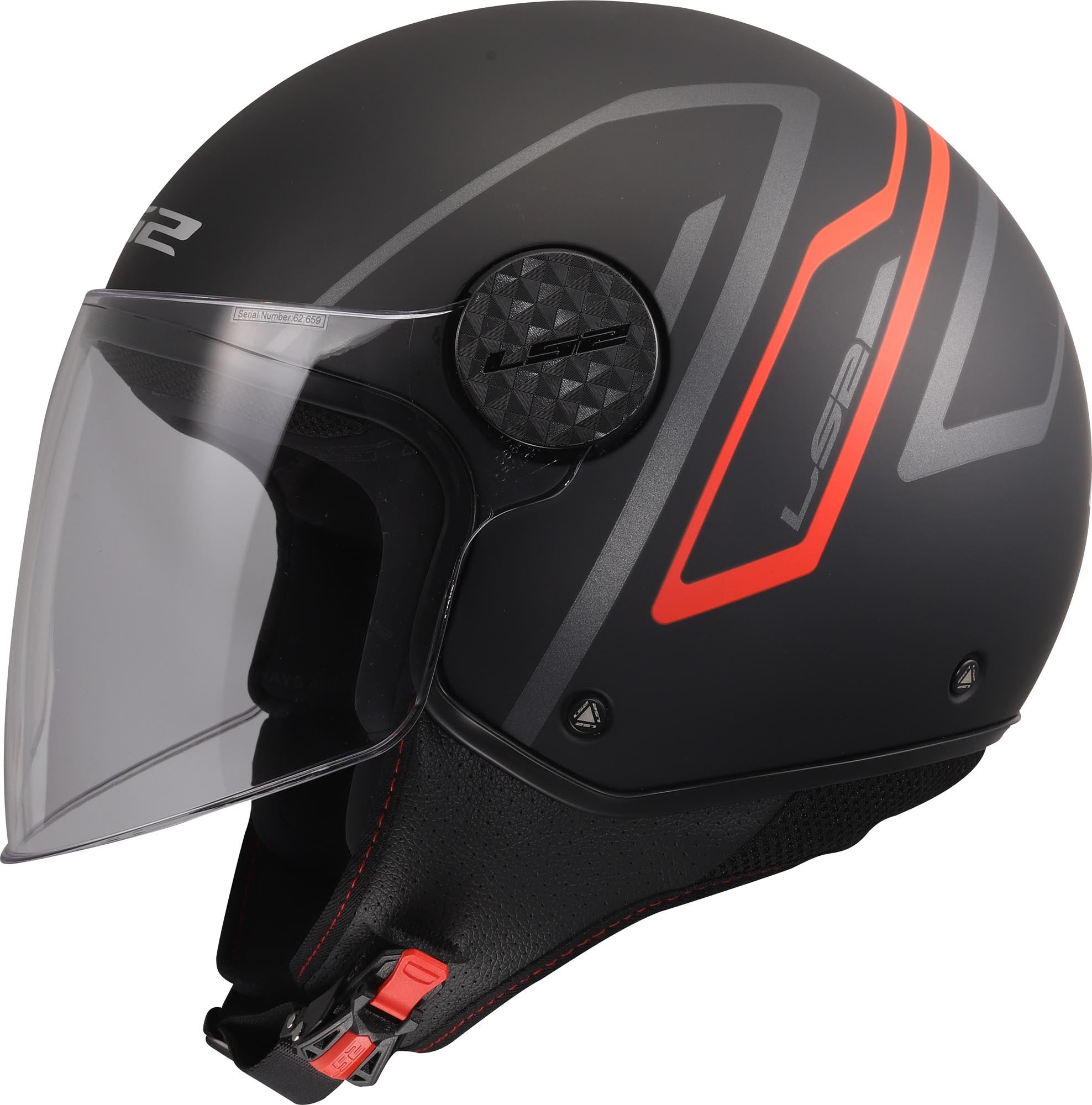LS2 OF558 Sphere Lux II Minim Open-Face Helmet black/red XXL (63/64) Figure 3