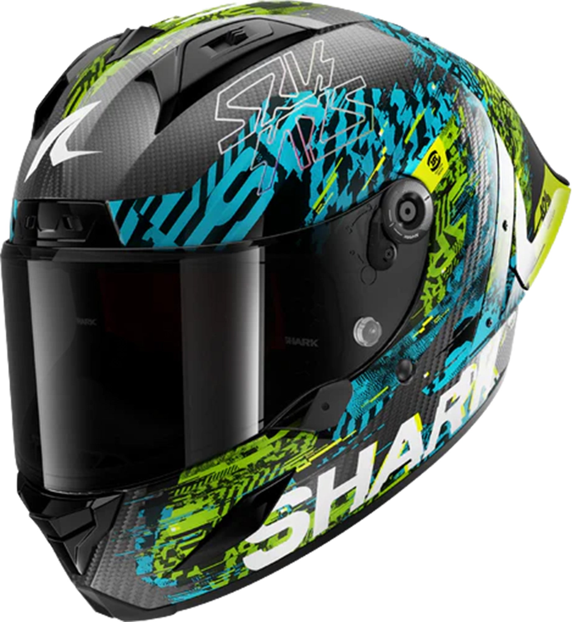 Shark Aeron-GP FM Racing #2 Speed-VIB Hjälm Blå/grön Man (57/58) Figur 1