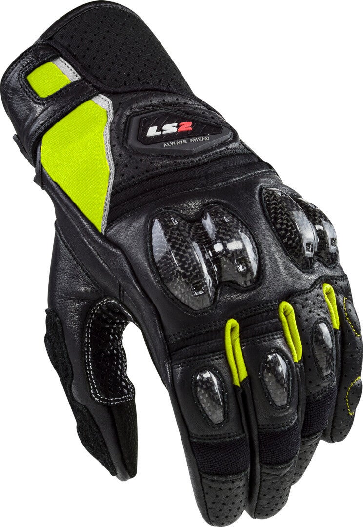 LS2 Spark II Leather perforerede motorcykelhandsker sort/neon 2XL Figur 1