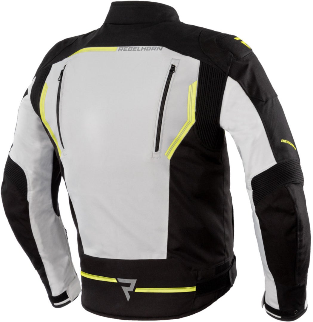 Rebelhorn Borg Motorcycle Textile Jacket black/white/yellow 4XL Figure 3