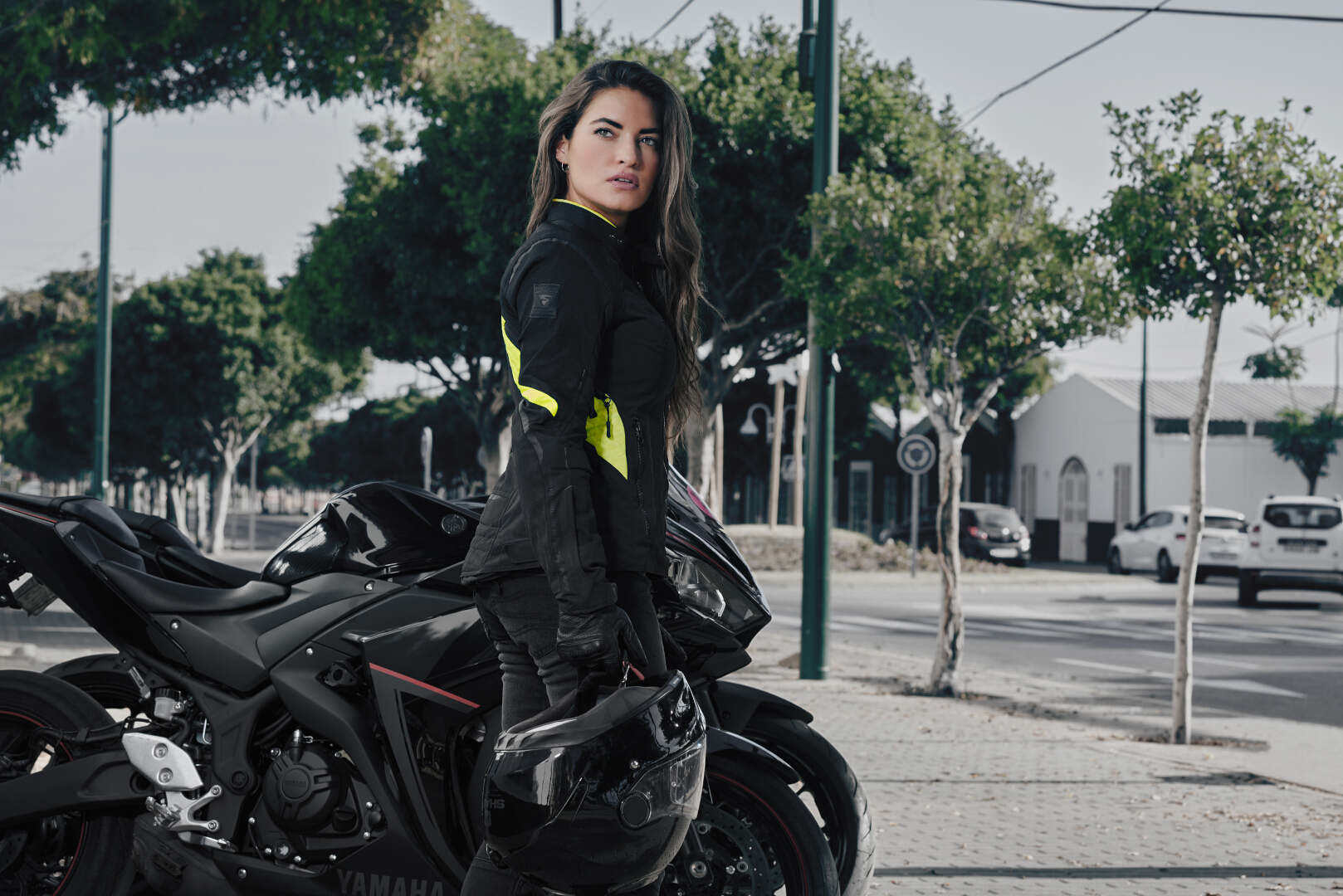 SHIMA Rush imperméable à l’eau dames moto textile veste noir/jaune S Figure 5