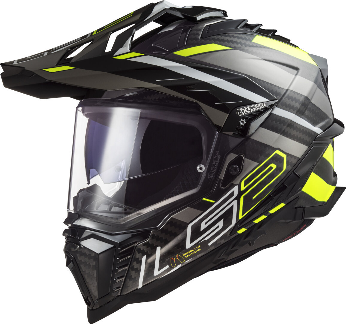 LS2 MX701 Explorer Carbon Edge Motocross hjälm svart/gul XS (53/54) Figur 1