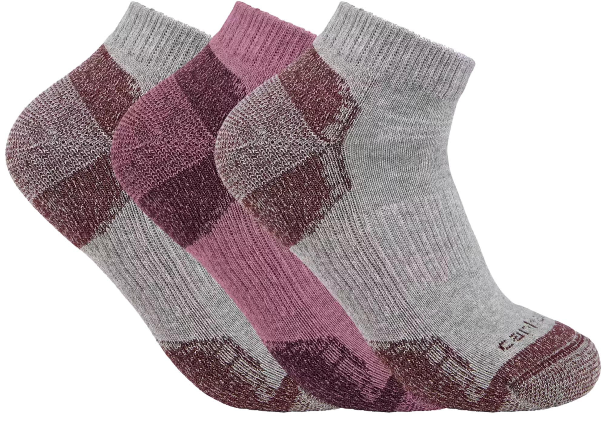 Carhartt Midweight Cotton Blend Low Cut Damesokker - 3-pack grå/rød M Figur 2