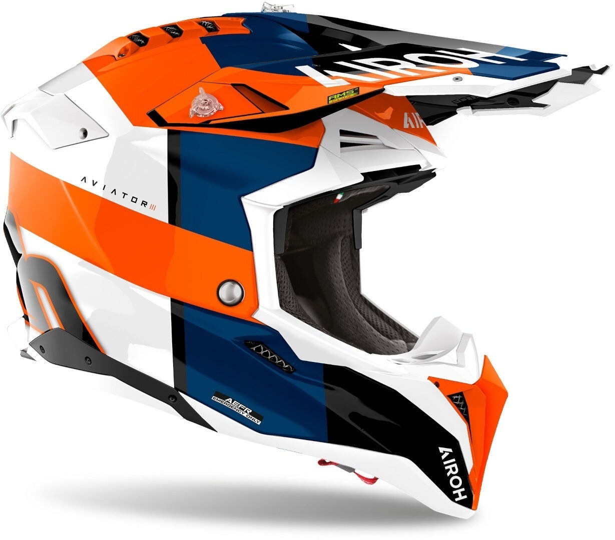 Airoh Aviator 3 Monarch Casque de motocross Blanc/Bleu/Orange M (57/58) Figure 3