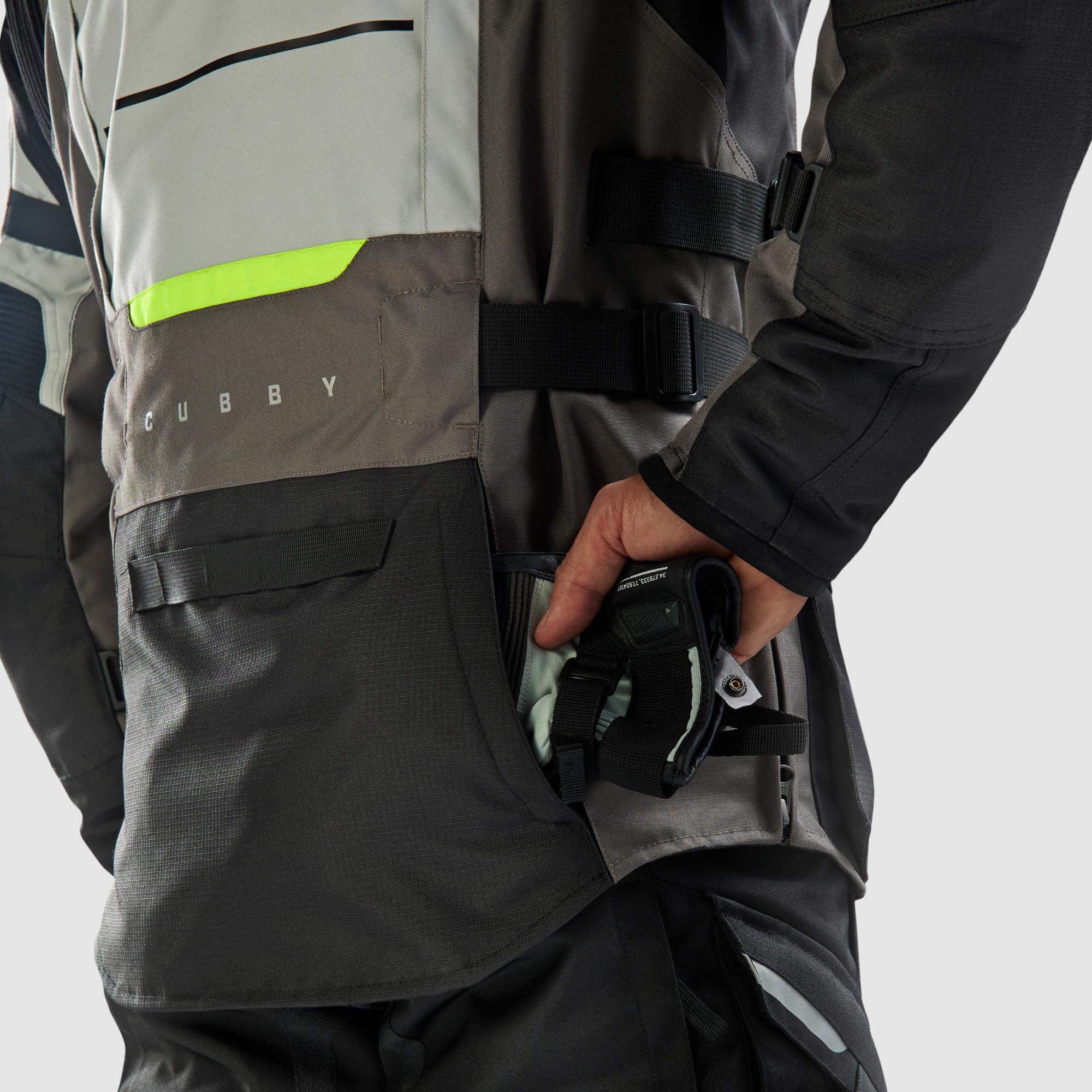 Side view of Rebelhorn Cubby 5 waterproof Motorcycle Textile Jacket