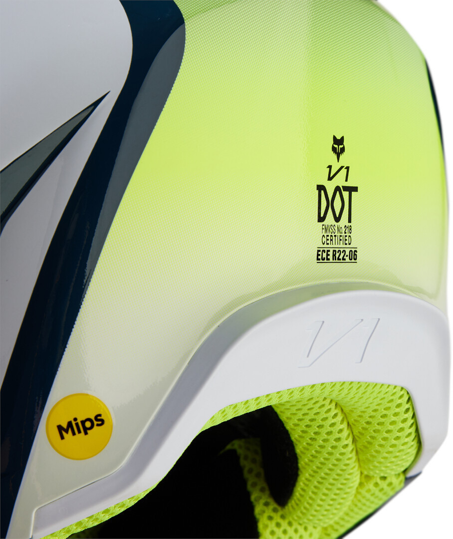FOX V1 Flora MIPS Casco Motocross blu/giallo S (55/56) Figura 2
