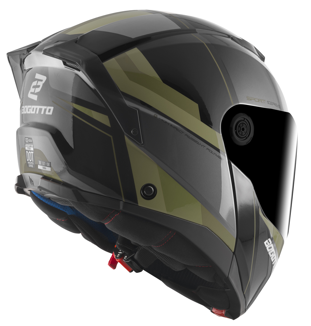 Bogotto FF404 Ezion Cască Flip-Up Negru mat/verde XS Figura 4