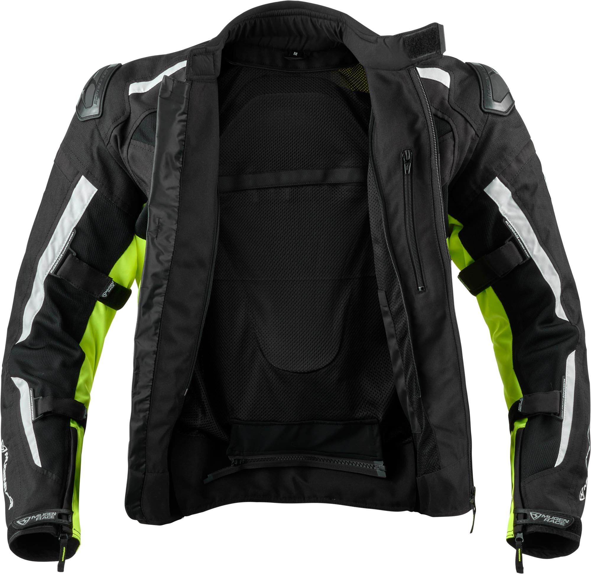 MUGENRACE Diavolo-1 waterproof Motorcycle Textile Jacket black/white/neon-yellow M Figure 3