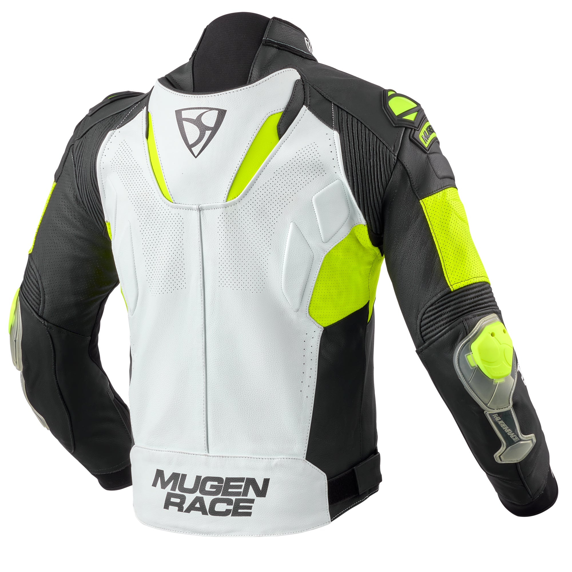 MUGENRACE Mry perforated Motorcycle Leather Jacket black/white/neon-yellow 60 Figure 2