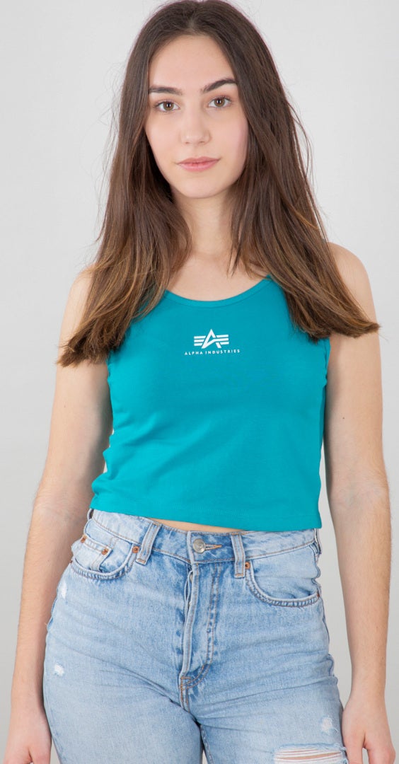 Alpha Industries Basic Crop SL Ladies Tank Top turquoise L Figure 5