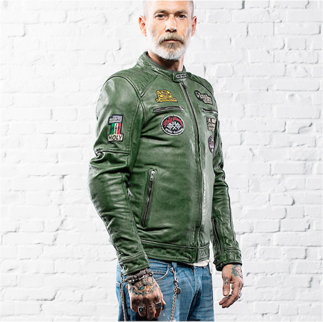 HolyFreedom Zero Evolution Motorrad Lederjacke dunkelgrün XXL Abbildung 6