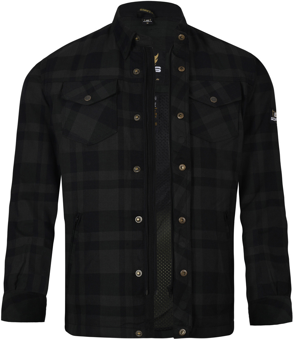 Bores Lumberjack Basic Motorrad Hemd schwarz/grau L Abbildung 1
