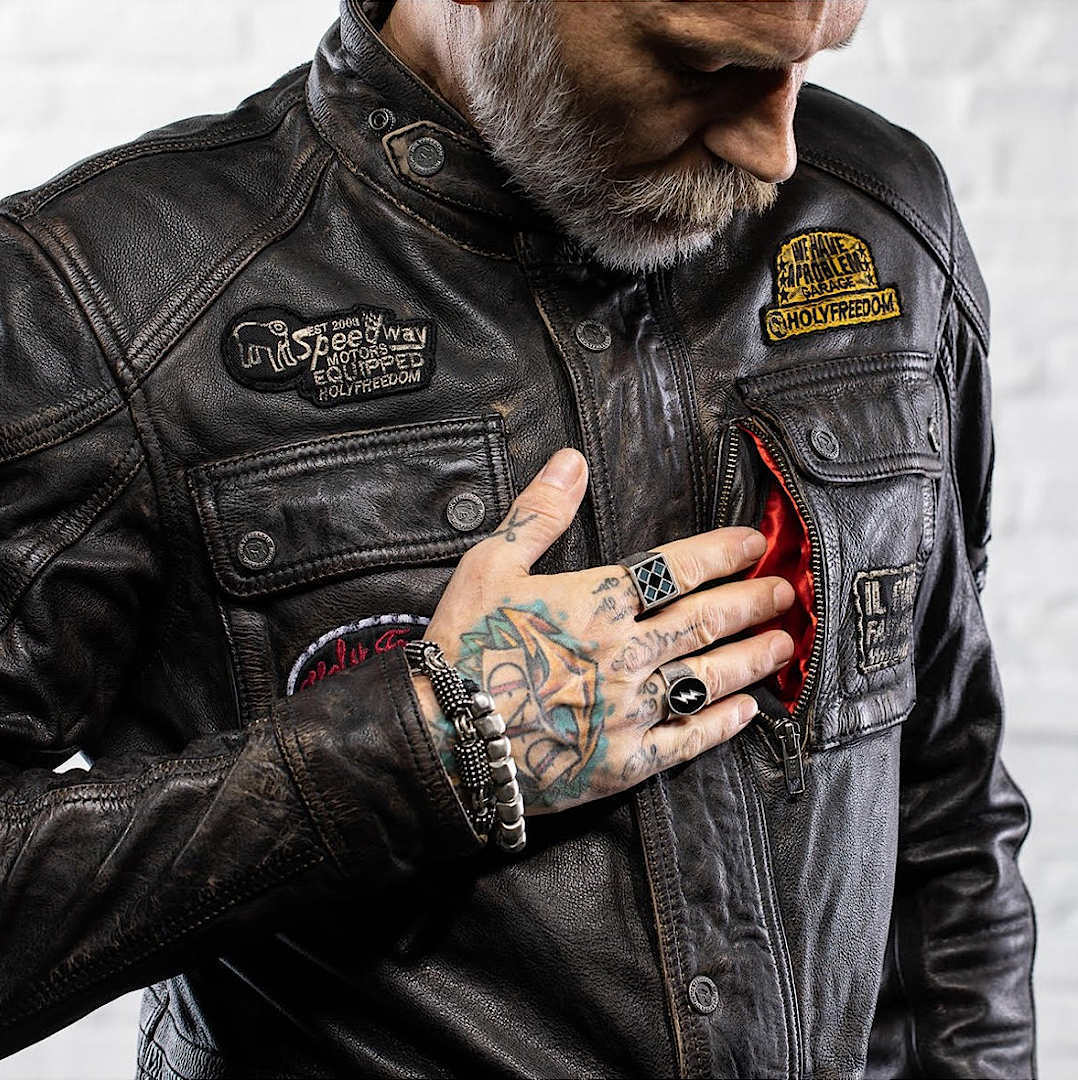 HolyFreedom Quattro Evolution Motorrad Lederjacke schwarz L Abbildung 4