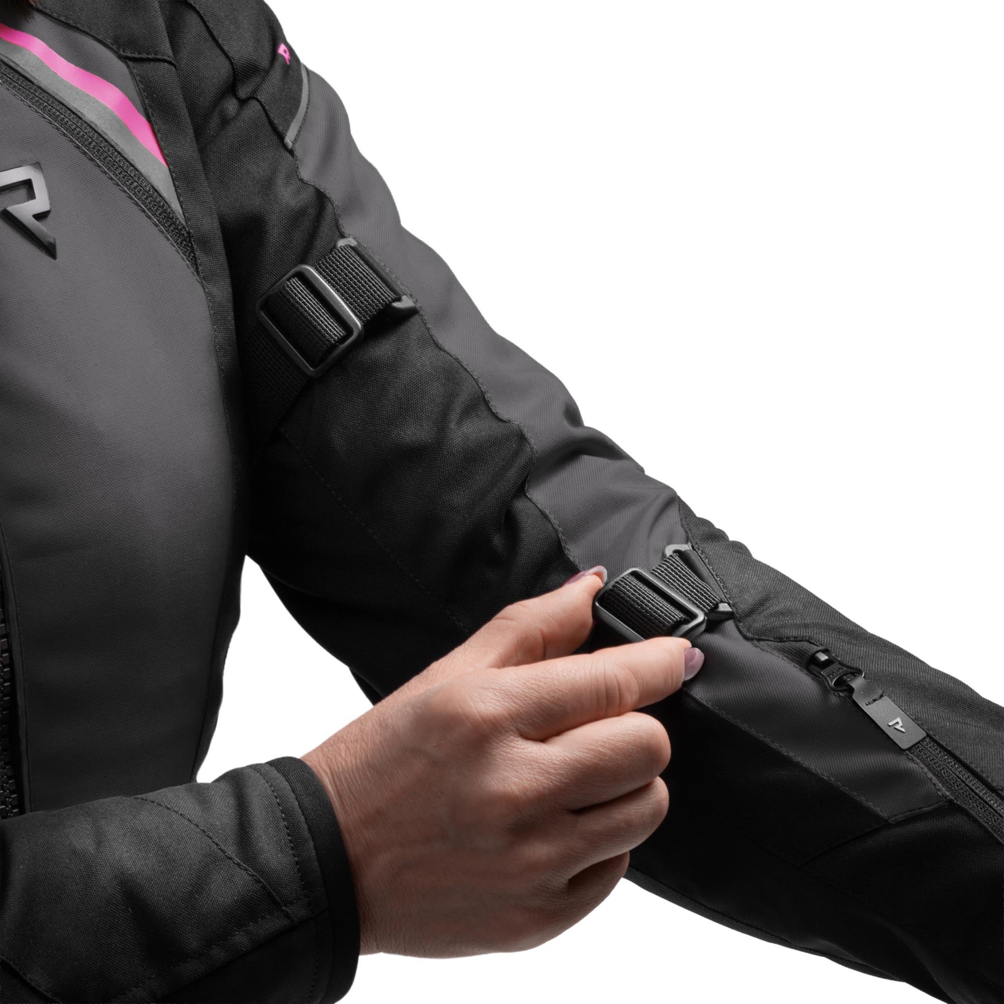 Rebelhorn Swift waterdichte dames motorfiets textieljas zwart/grijs/roze S Figuur 9