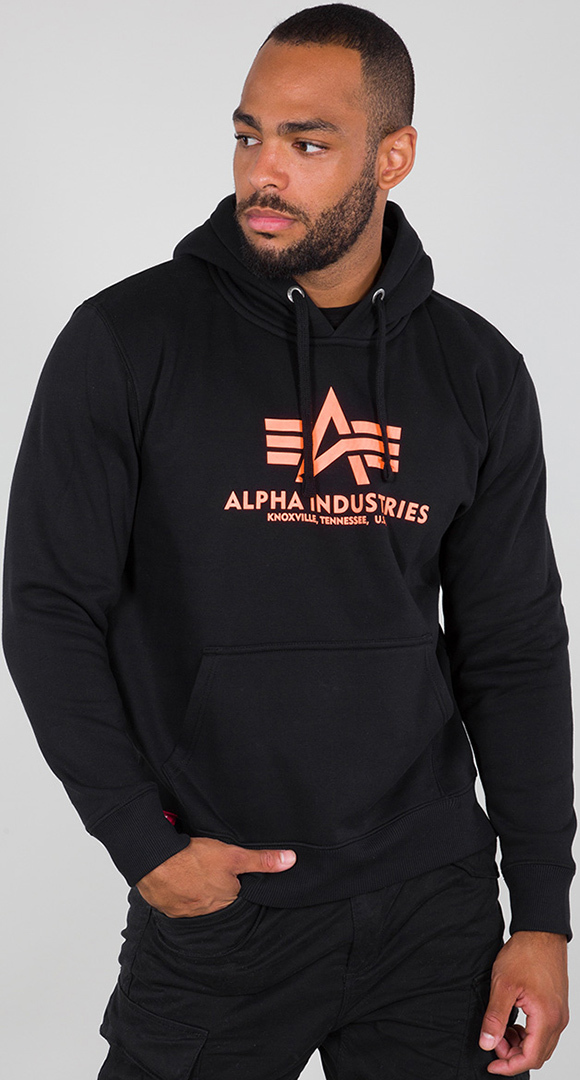 Alpha Industries Basic Hoodie black/orange S Figure 1