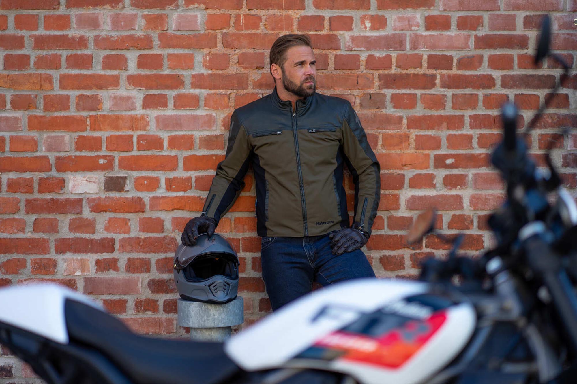 Side view of Halvarssons Holmen waterproof Motorcycle Textile Jacket