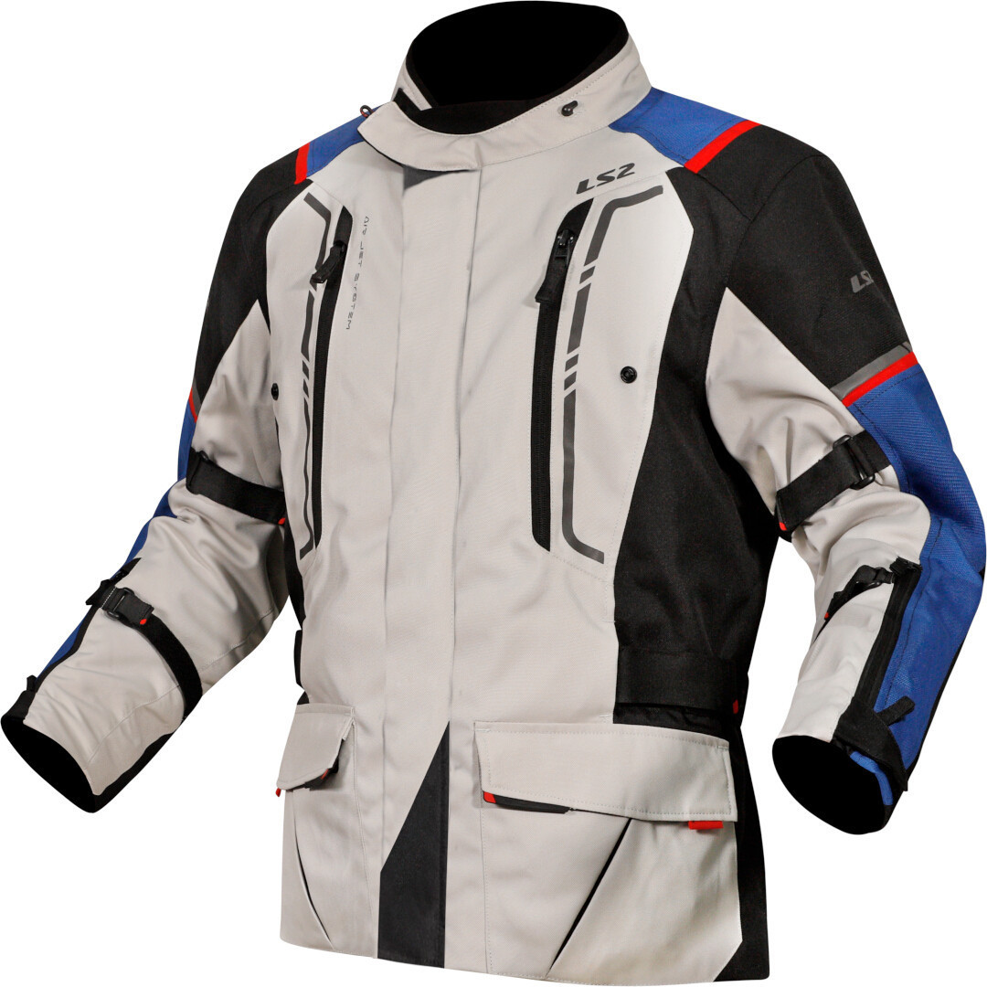 LS2 Narvik waterproof Motorcycle Textile Jacket grey/blue/red 5XL Figure 1