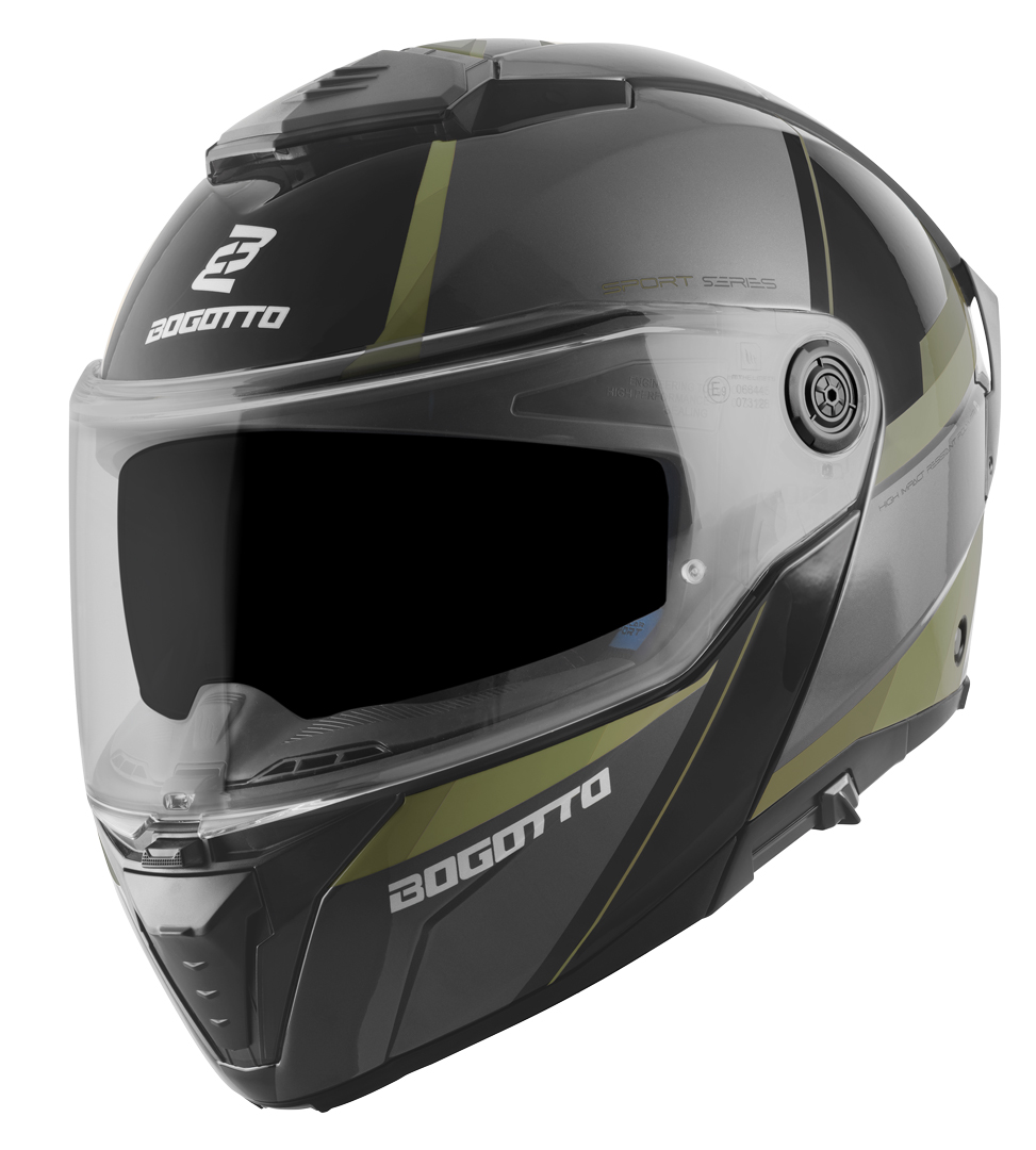 Bogotto FF404 Ezion Cască Flip-Up Negru mat/verde M Figura 3