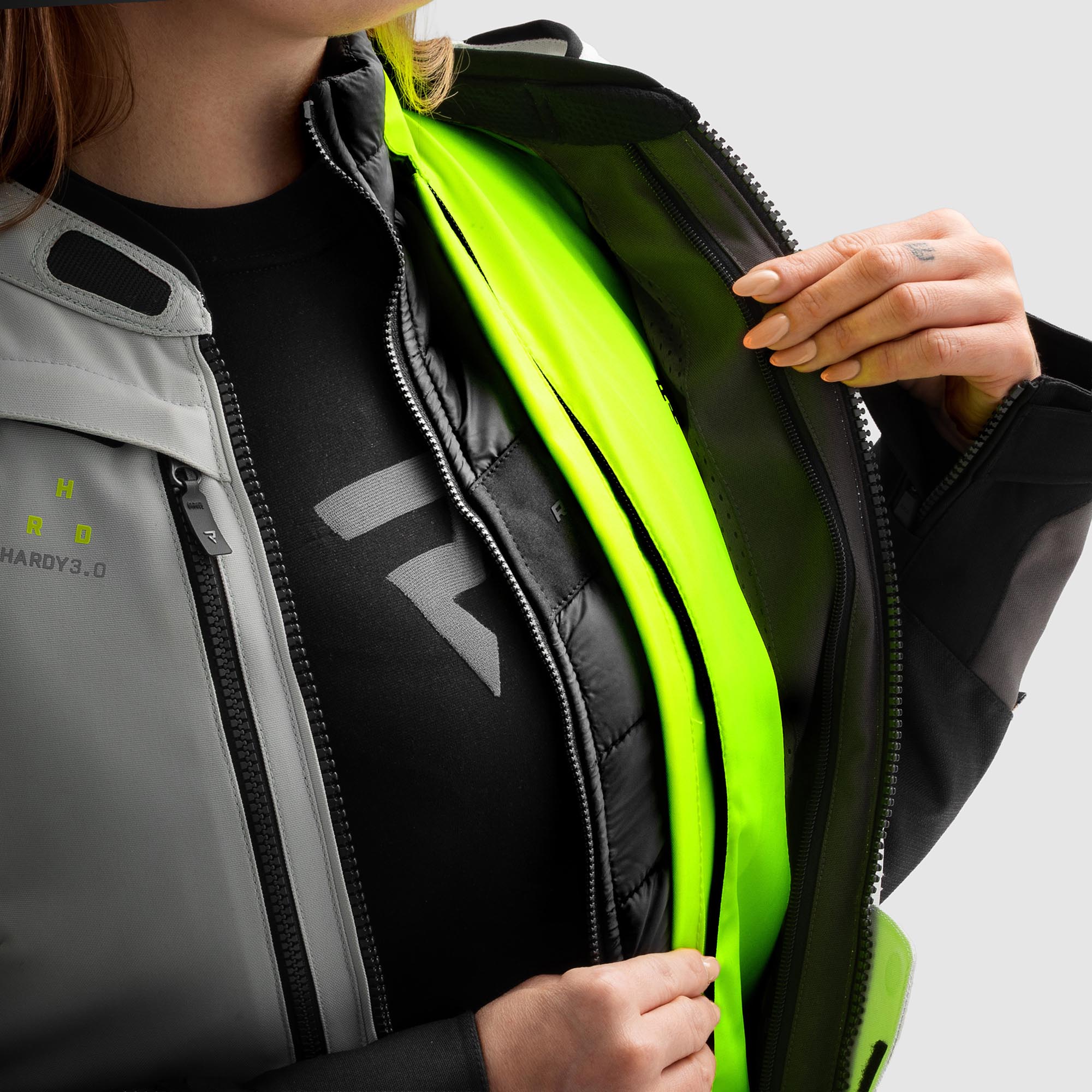 Rebelhorn Hardy 3.0 wasserdichte Damen Motorrad Textil Jacke schwarz/grau/gelb M Abbildung 14