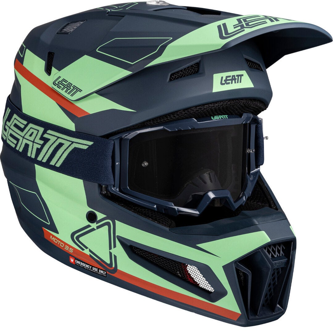 Leatt 3.5 Angled Motocross Helm mit Brille blau/rot/grün XL (61/62) Abbildung 1