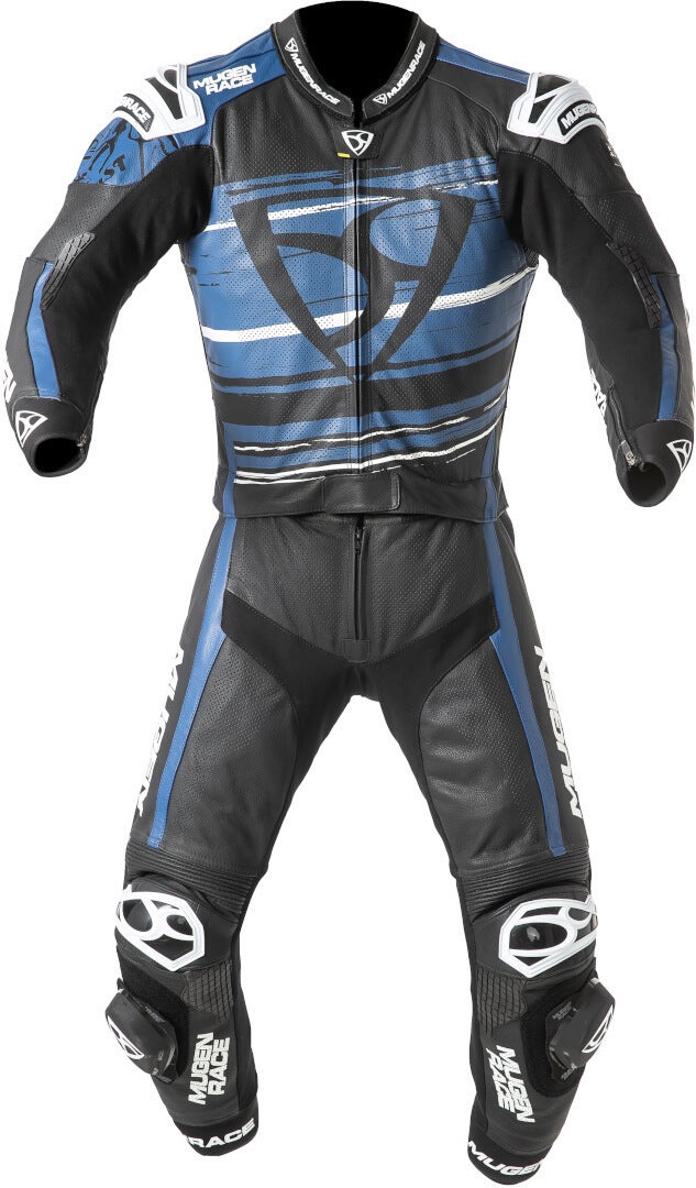 MUGENRACE RC-Max Due perforeret todelt motorcykel læderdragt sort/hvid/blå 60 Figur 1